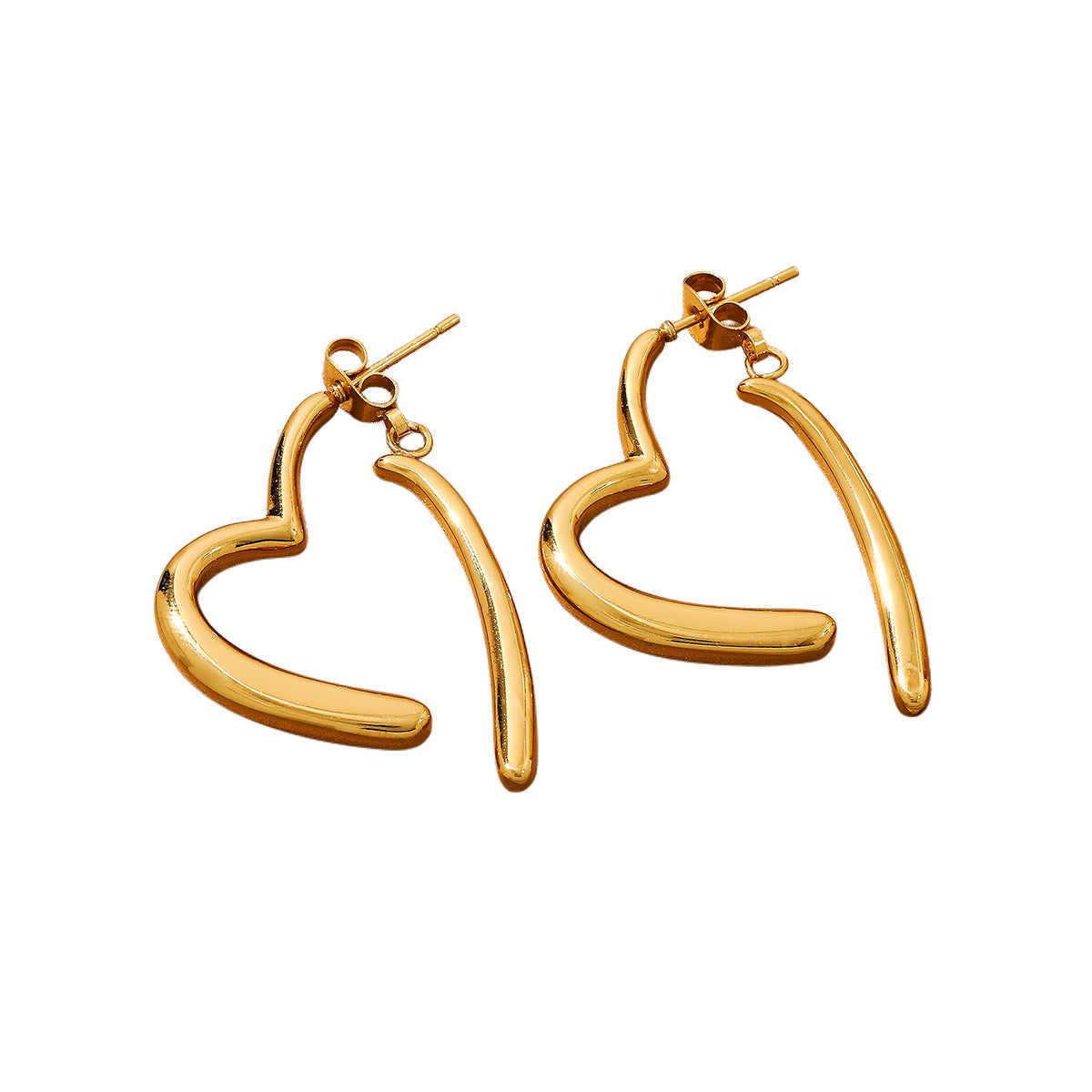 Wholesale Stainless steel gold heart gold earrings