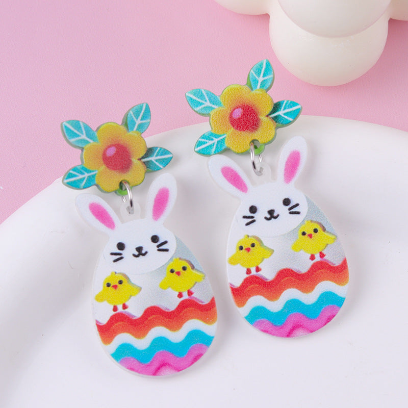 Wholesale Easter cartoon Easter egg bunny acrylic earrings