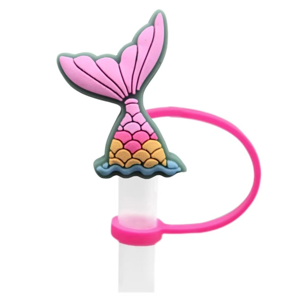 Wholesale 10pcs Cute Mermaid Cartoon Silicone Straw Cap