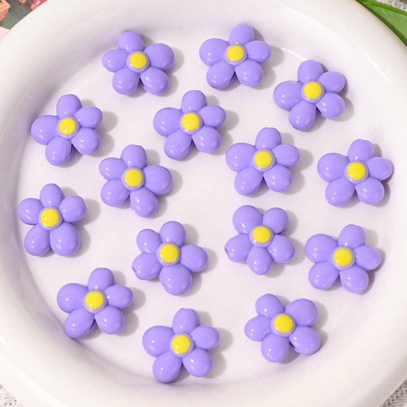 Wholesale 5pcs/pack Colorful Small Flowers with Holes Beads