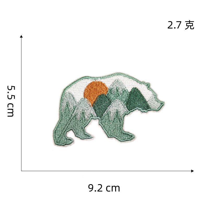 Wholesale Bear cloth outdoor colorful scenery hiking embroidery DIY Patches