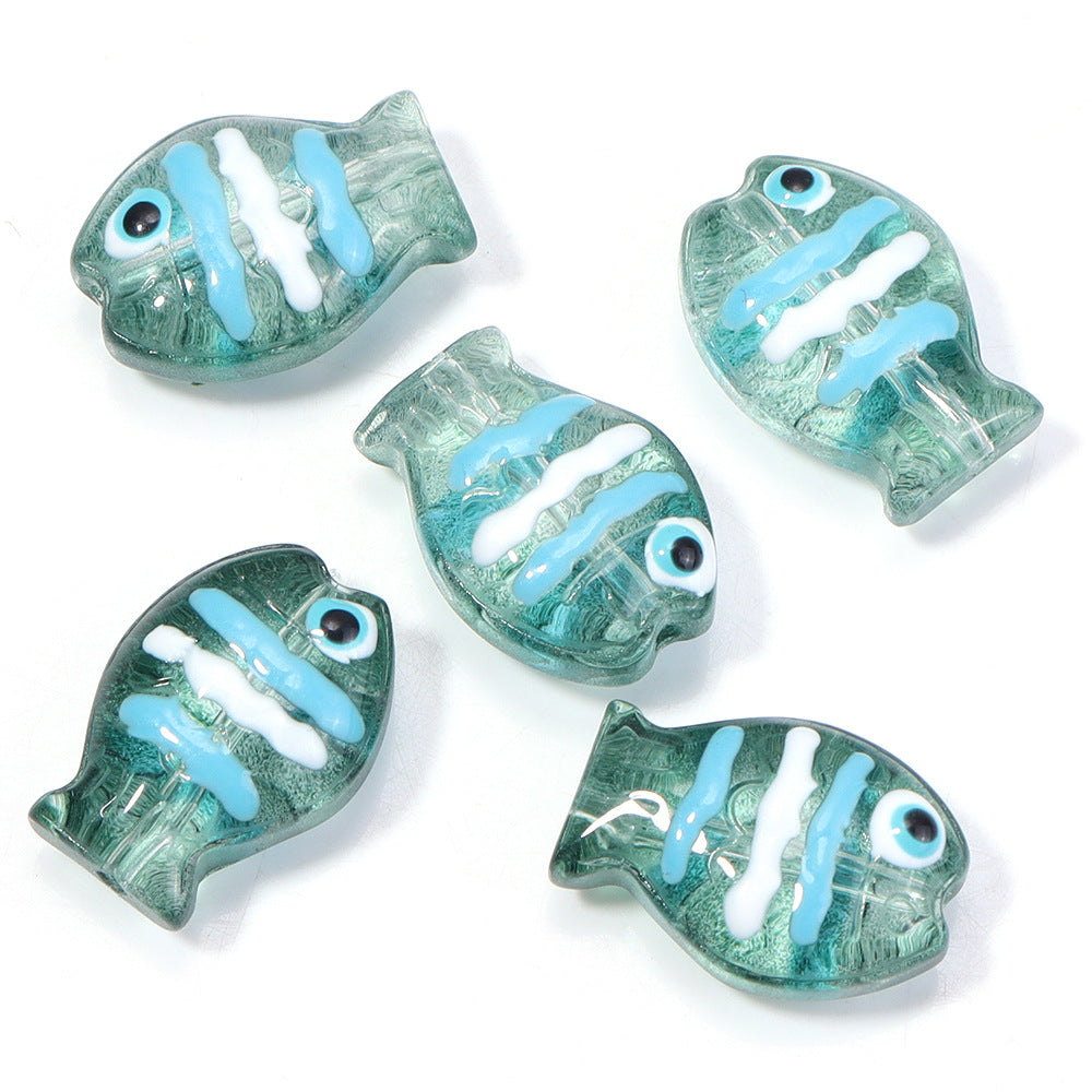 Wholesale 10pcs Ocean Cute Glass Hand-Painted Fish Beads