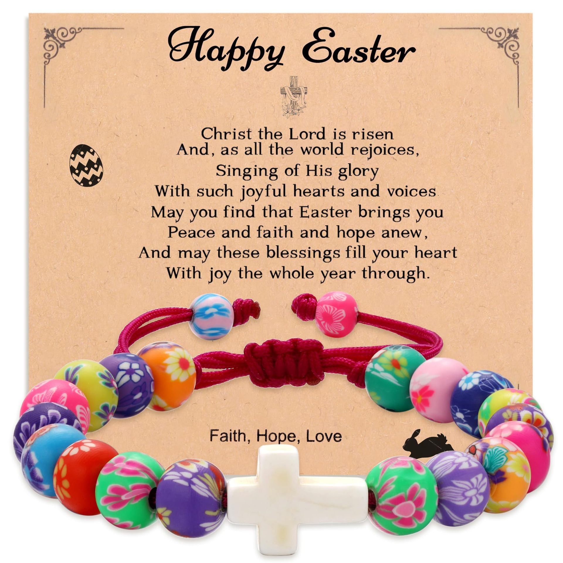 Wholesale Easter Cute Bunny Pendant Girl  Clay Bead bracelet