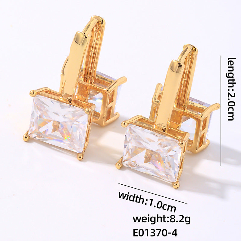 Wholesale Double Sided Square Zircon Earrings