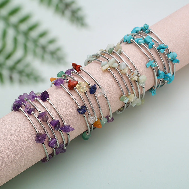 Wholesale Turquoise mixed multi-layered stone bracelet Layered Bracelet Set