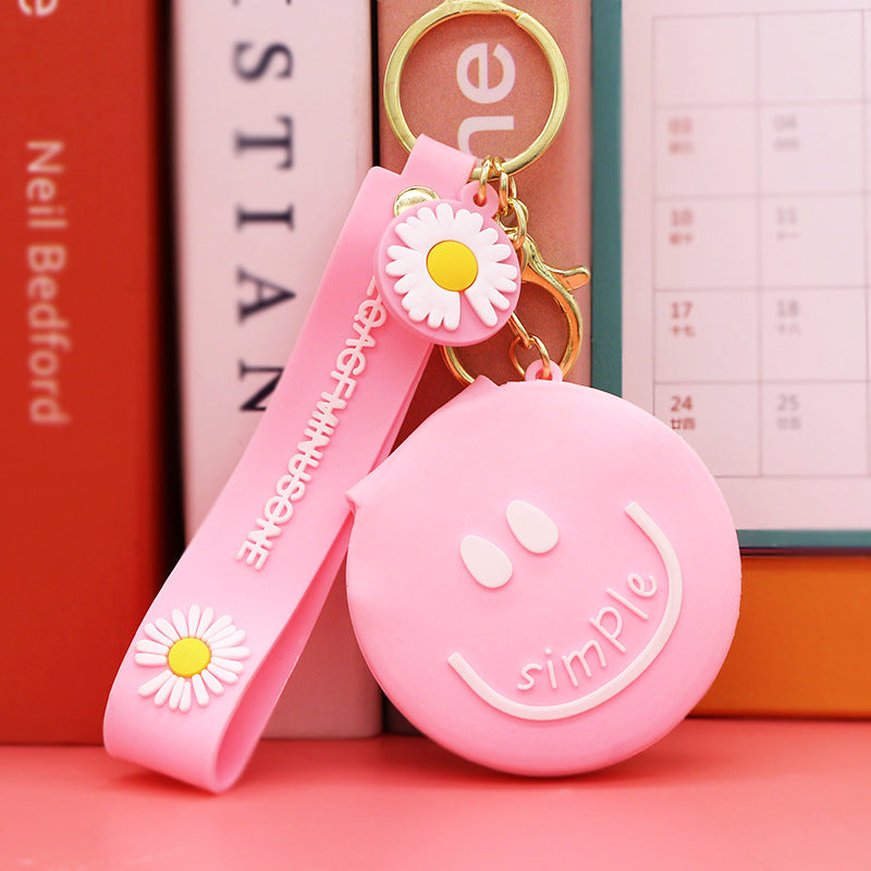 Wholesale Cartoon Portable Small Mirror Folding PVC Keychain