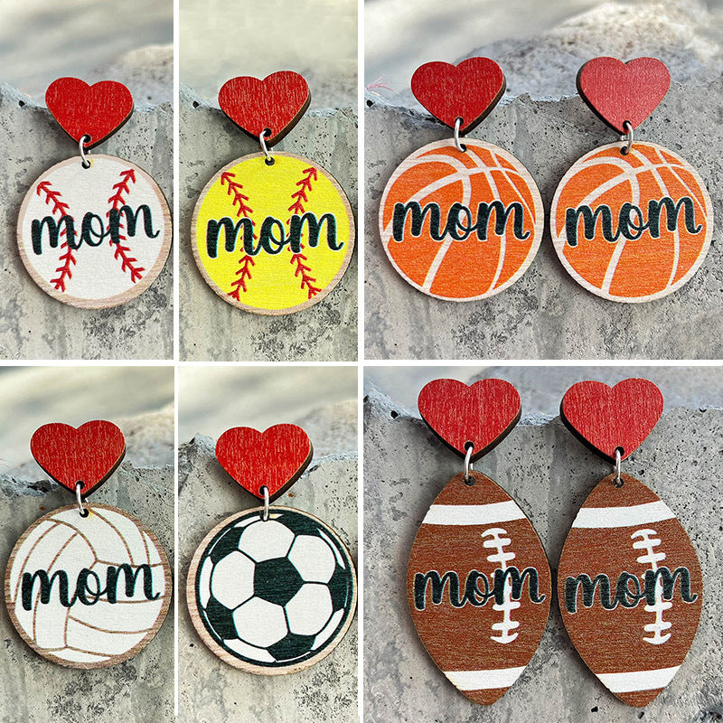 Wholesale Mother's Day Gift Baseball Football Love Earrings