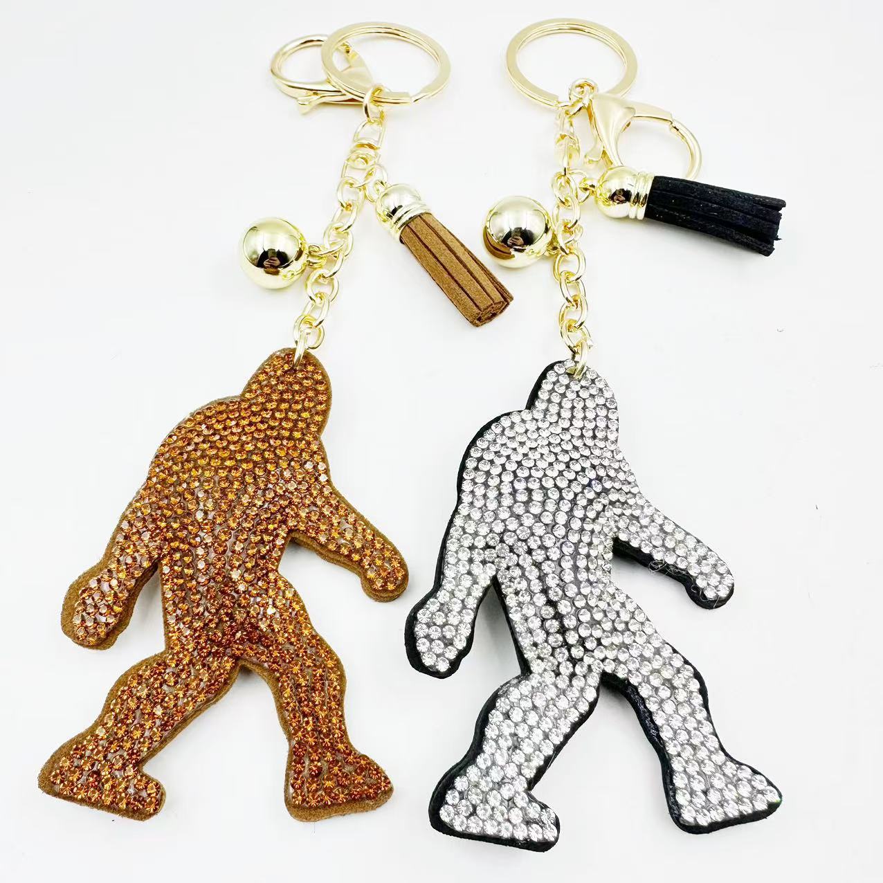 Wholesale Rhinestone Keychain Ancient Ape Man Design Car Key Accessory Gift