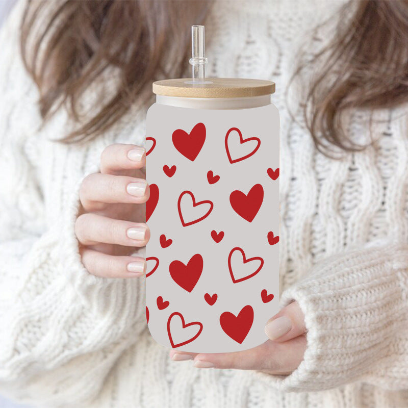 Wholesale Pink Love Valentine's Day 16oz Cup UV DTF Wraps