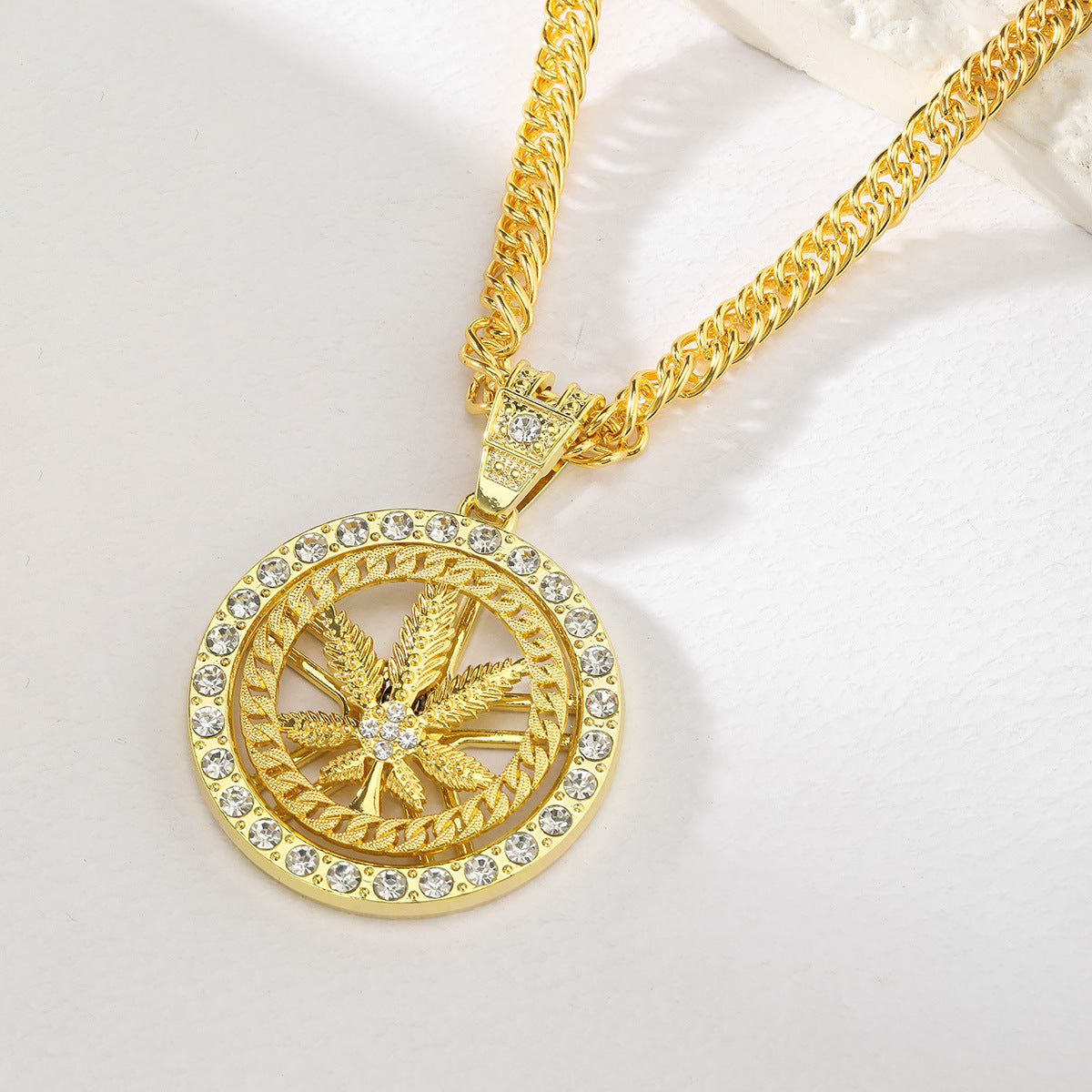 Wholesale Rotatable Clock and Diamond Personality Necklace