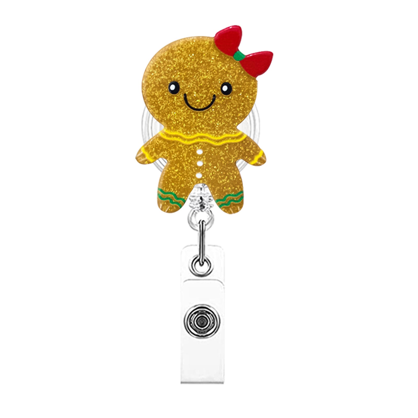 Wholesale Christmas acrylic glitter snowman Christmas tree telescopic clip rotating easy pull buckle