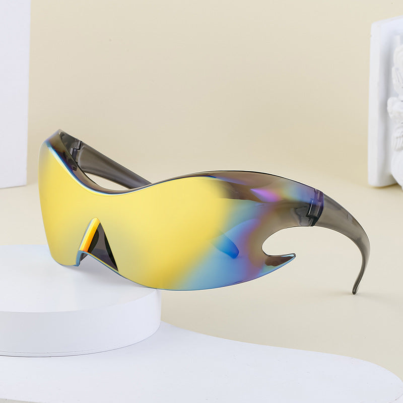 Wholesale PC Y2K Sports Windproof Colorful Tech Style One-piece Sunglasses