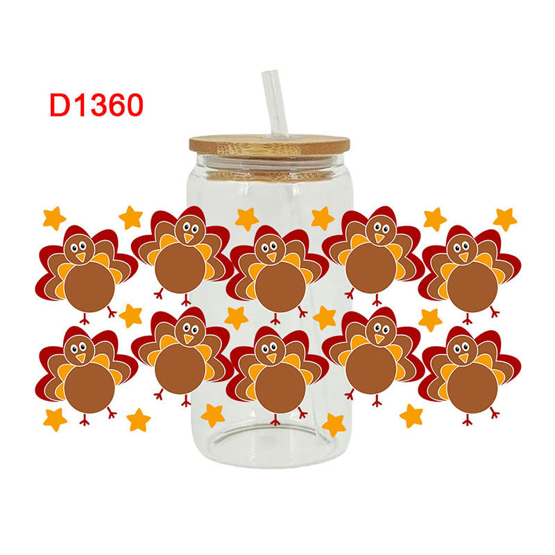 WholesaleThanksgiving Day Series  16oz Cup UV DTF Wraps