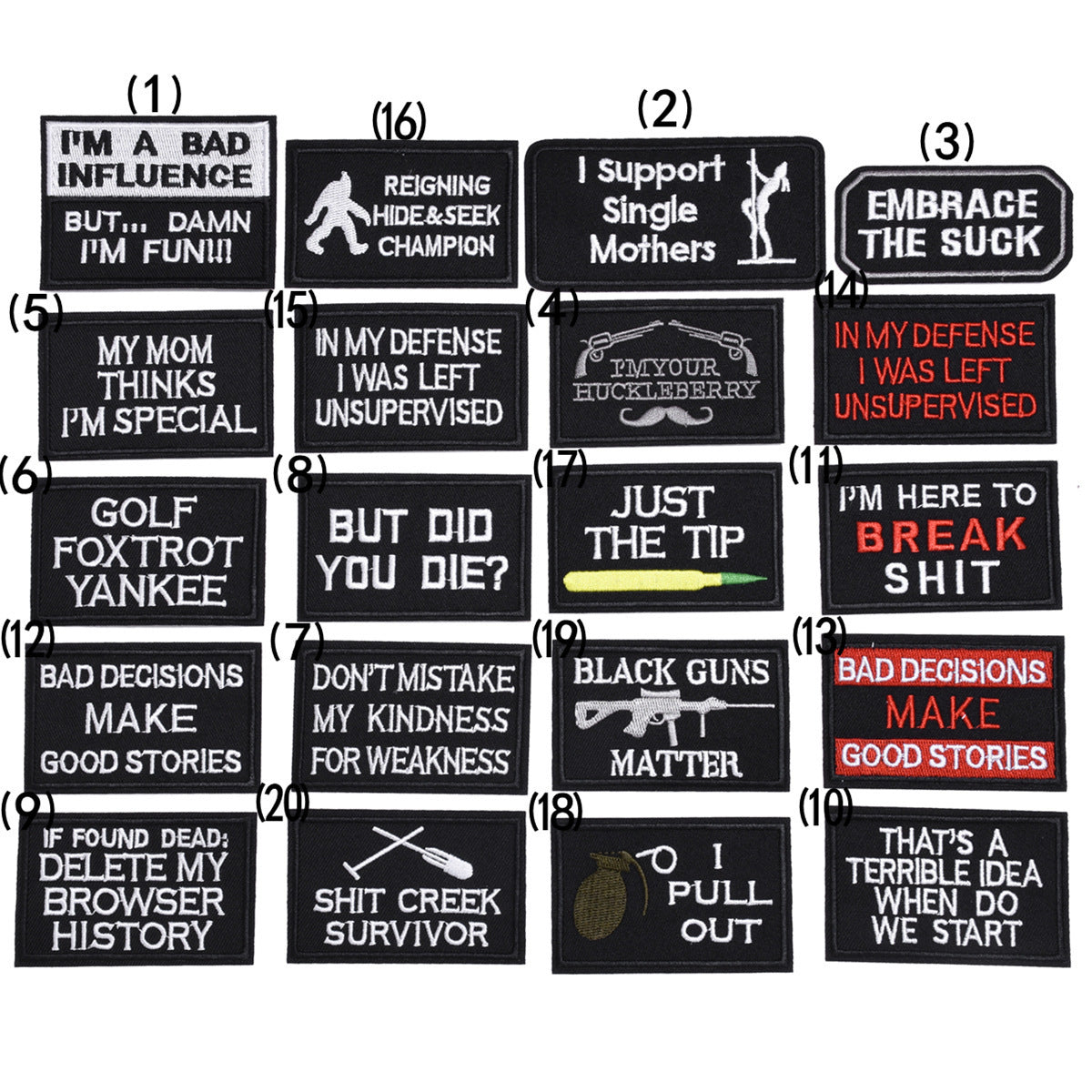Wholesale Black English Letter Embroidered Patches 20 Pack DIY Clothing Badges For Shoes Hats Fashion Decorative Accessory For Everyday Use