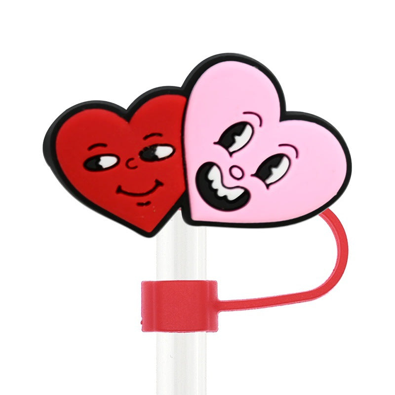 Wholesale Random 100pcs Valentine' s Day 10mm Universal Soft Rubber Decorative  Straw Tube Cap