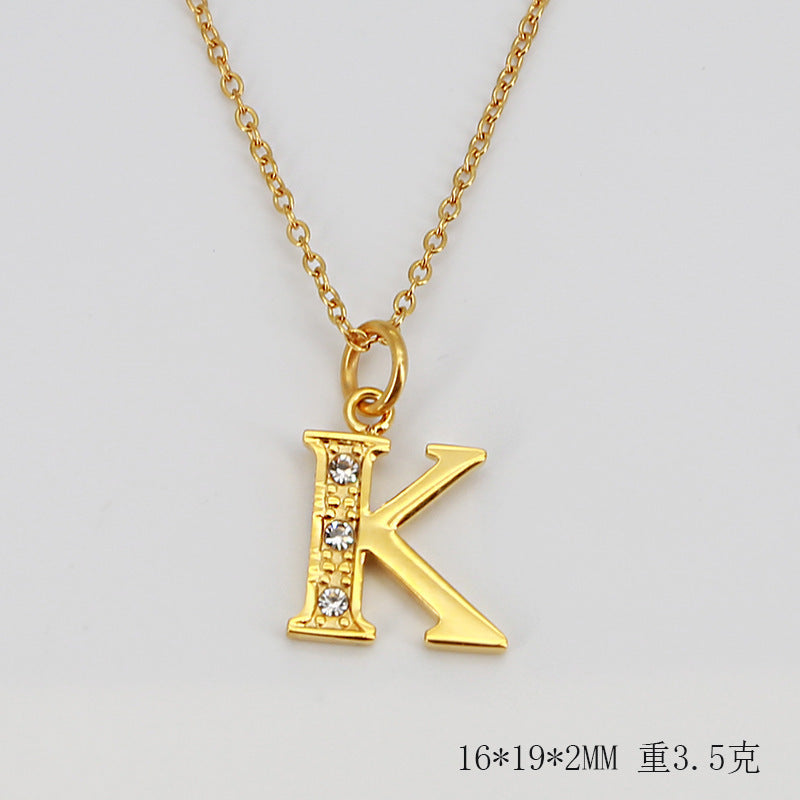 Wholesale Titanium Steel Diamond Letter Necklace Clavicle Chain