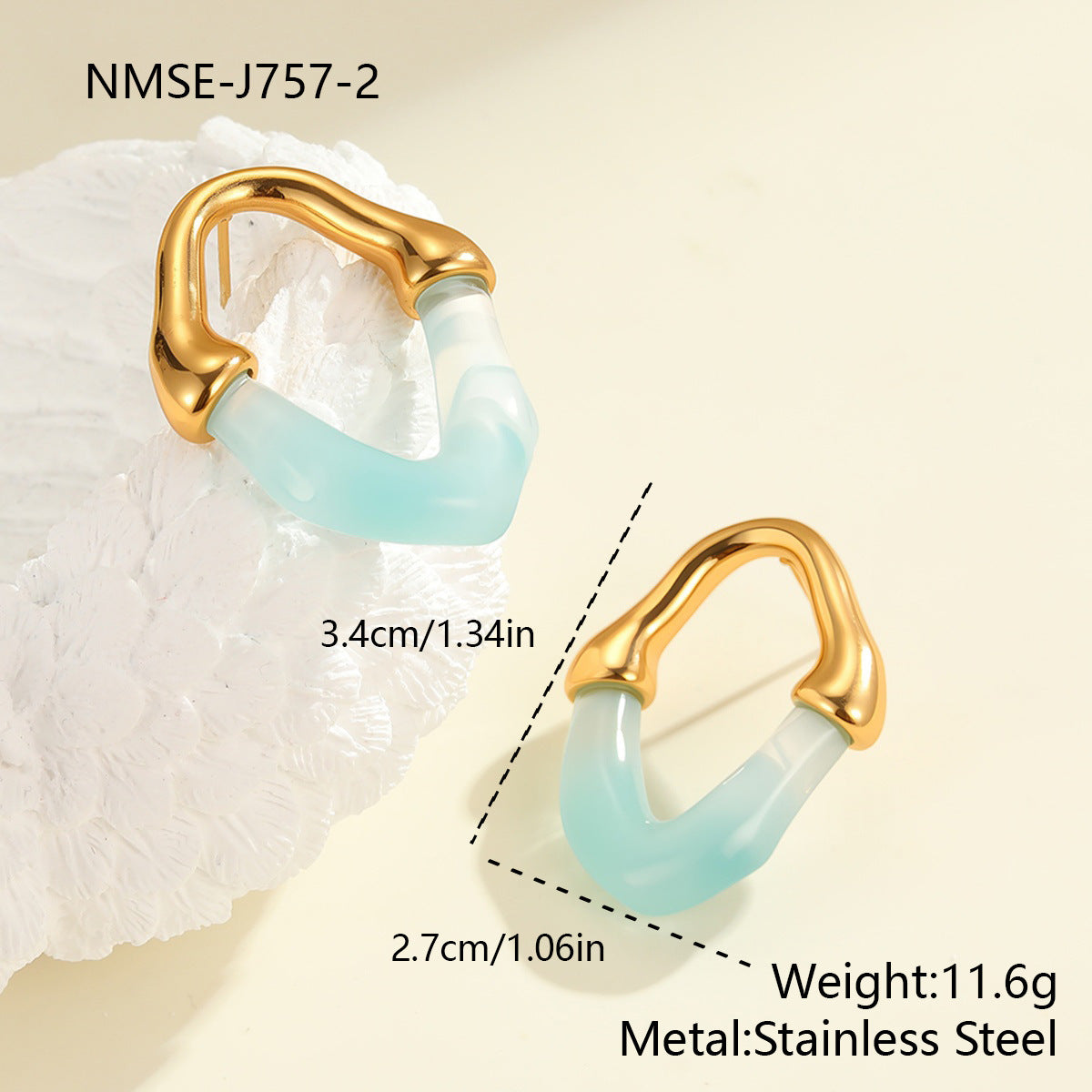 Wholesale Colored resin spliced stainless steel earrings