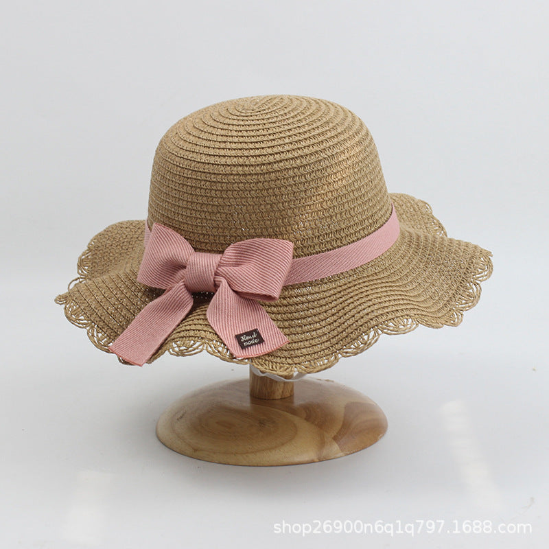 Wholesale Bowknot Sweet and Lovely Paper Grass Kids Hat