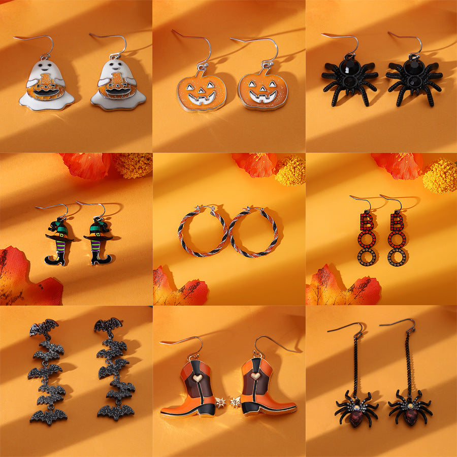 Wholesale  Devil Bat  Pumpkin Earrings For Women Alloy Electroplated Jewelry Accessory Trendy Party Gift Boutique Resale