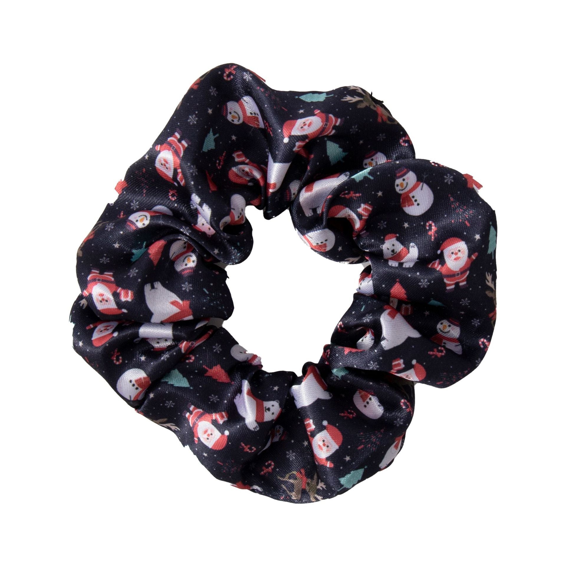 Wholesale Satin Printed Christmas Fabric Hair Tie