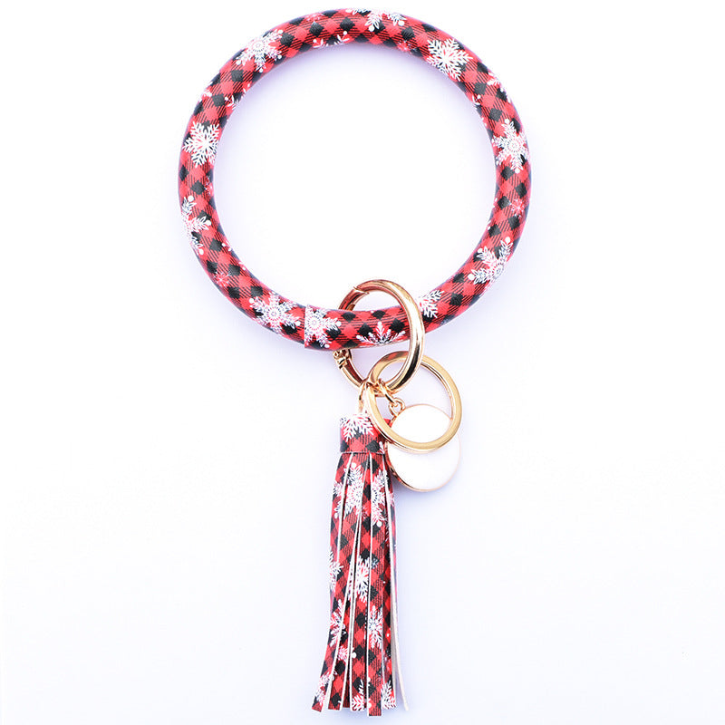 WholesalePU Leather Tassel Bracelet Keychain
