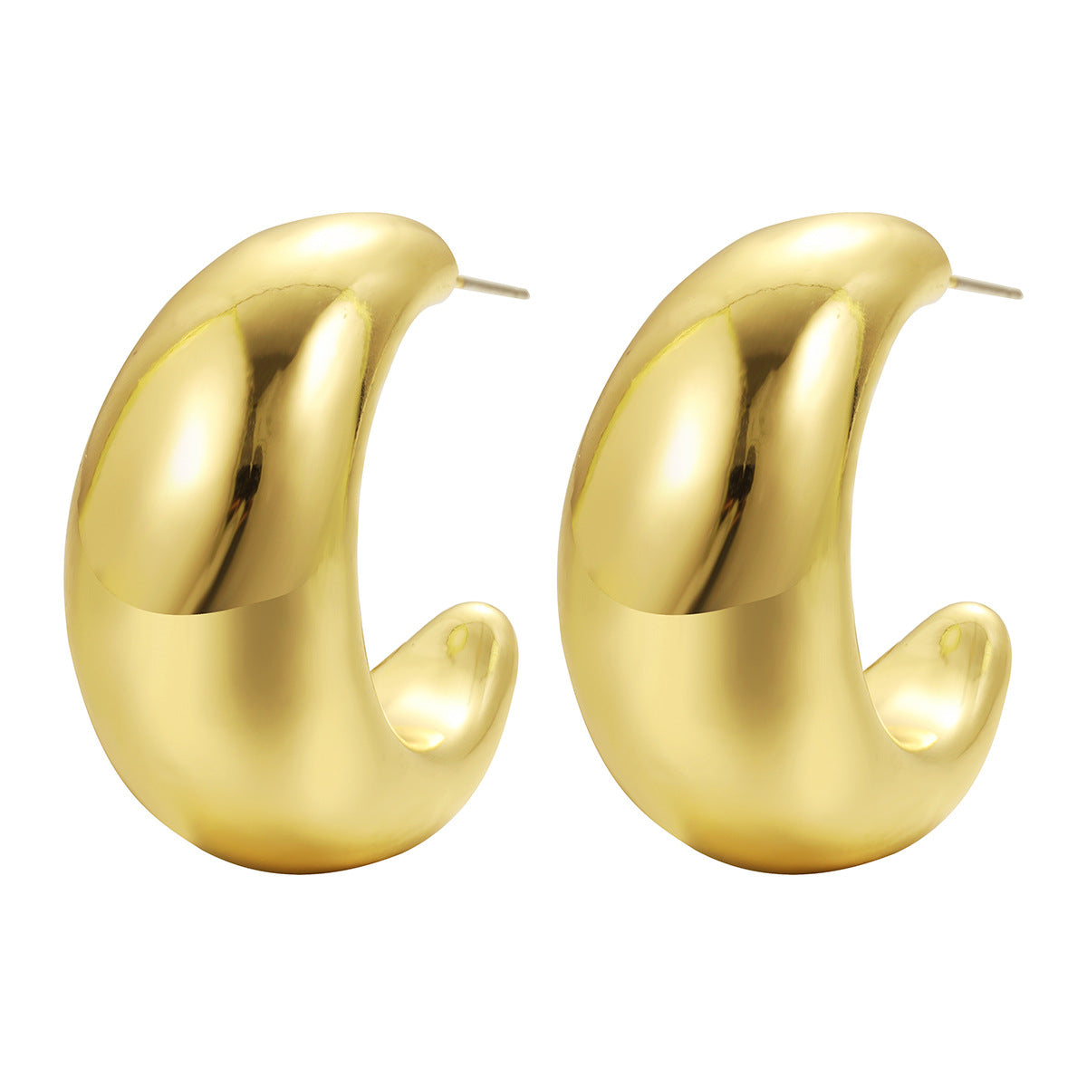 Wholesale Fashion Thick Cylindrical Tube Simple 18k Plated Hollow Ear Bone Clip Earrings