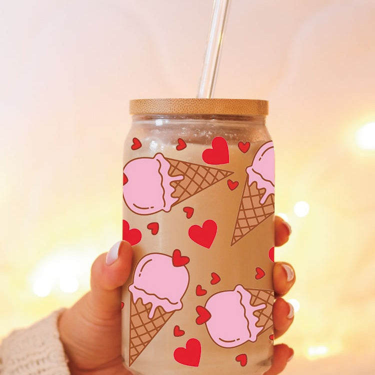 Wholesale Ice cream and french fries beverage 16oz Cup UV DTF Wraps