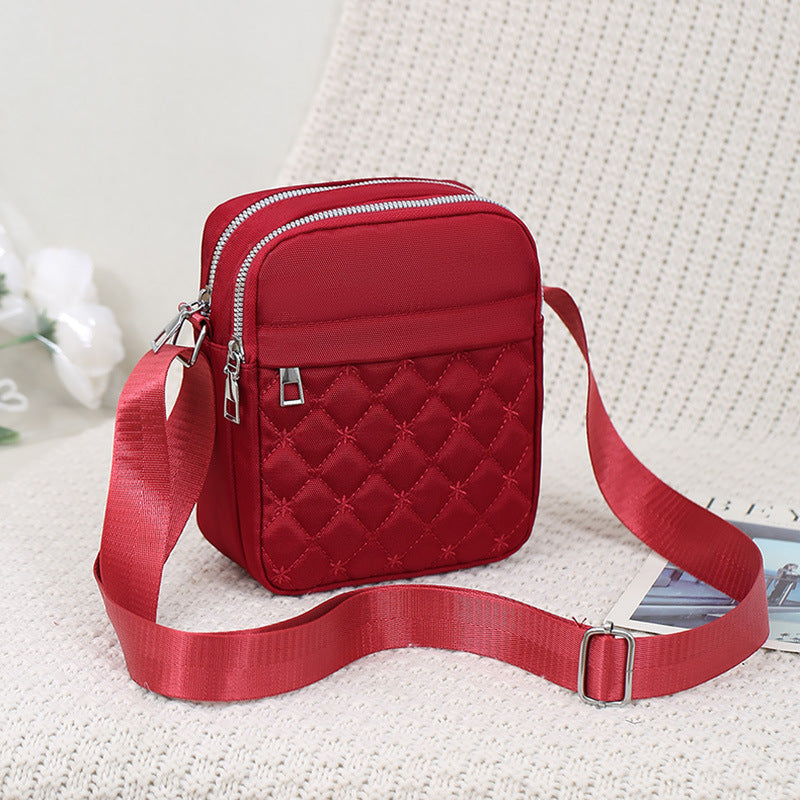 Wholesale Oxford Cloth Shoulder Bag Embroidered Thread Diamond Cross Body Bag Leisure Mobile Phone Bag Travel Bag