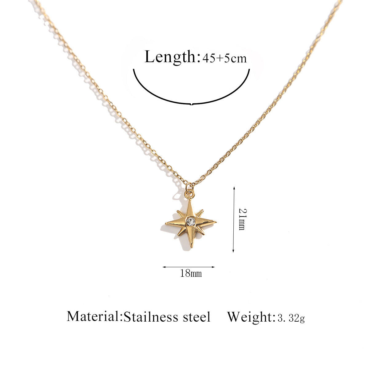 Wholesale Golden Clover Cross Hexagram Diamond Stainless Steel Necklace