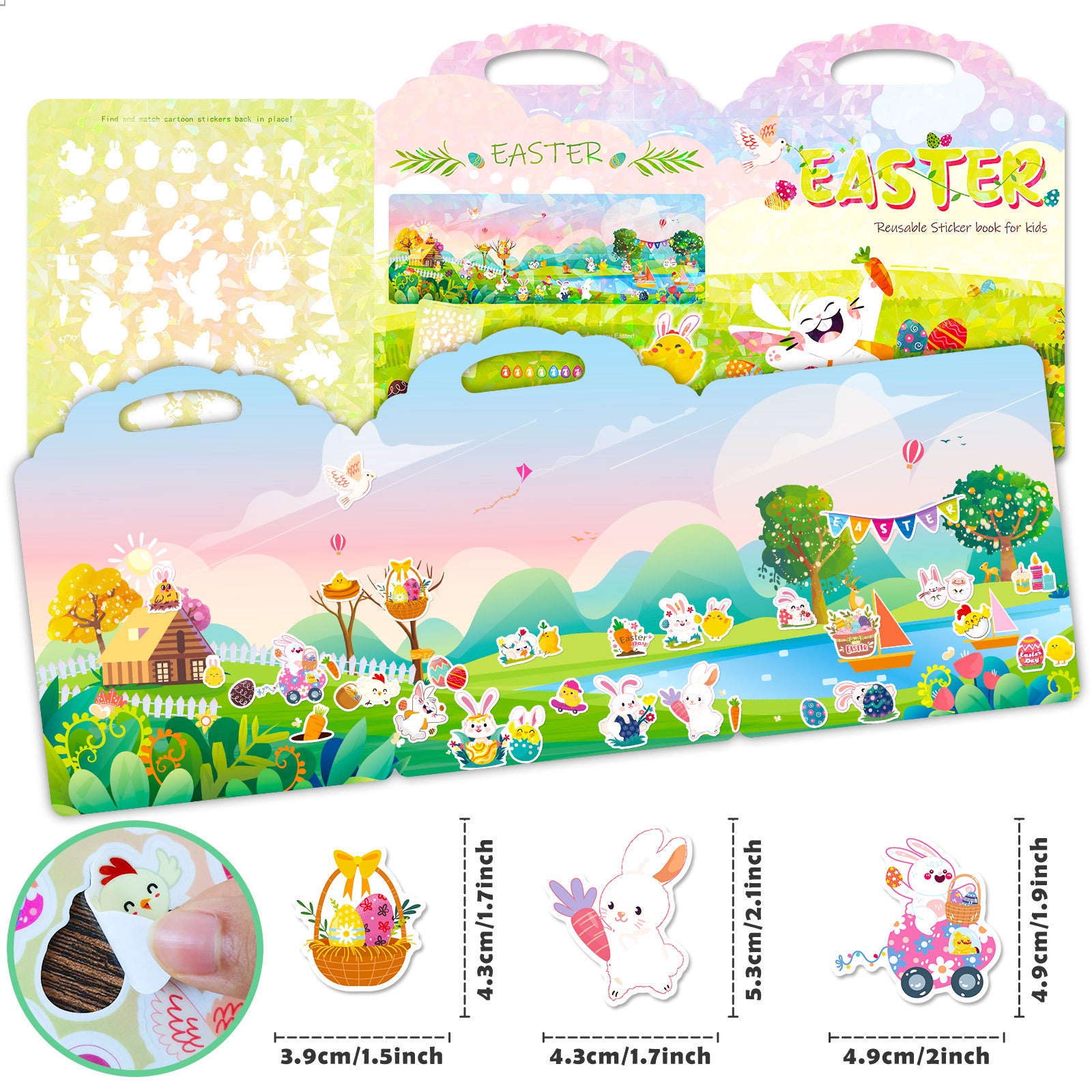 Wholesale Easter style kindergarten children's enlightenment education repeated anti-fruit jelly sticker book