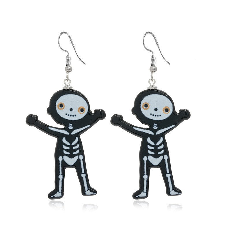 Wholesale Handmade Acrylic  Earrings Skull  Web Bat Design Trendy Jewelry Accessory For Party