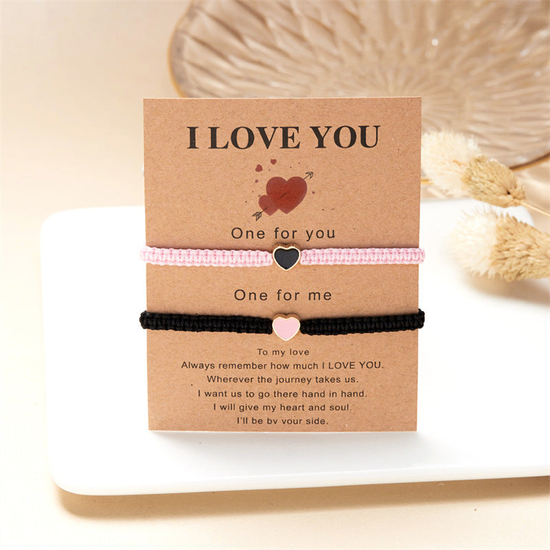 Wholesale new simple dripping heart-shaped woven bracelet Valentine's Day gift sister friendship adjustable bracelet