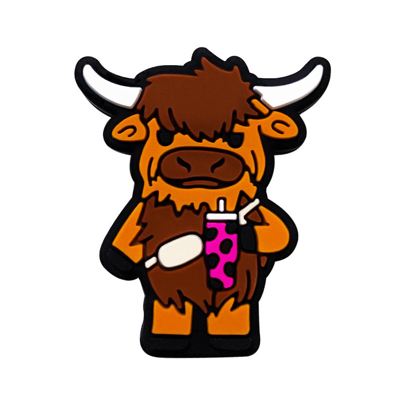 Wholesale 10pcs Animal Cute Coffee Cow Bison Silicone Beads