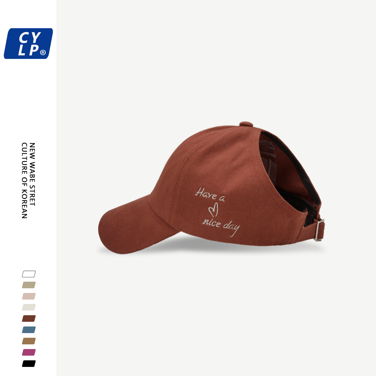 Wholesale College style love embroidery ponytail half-top hat