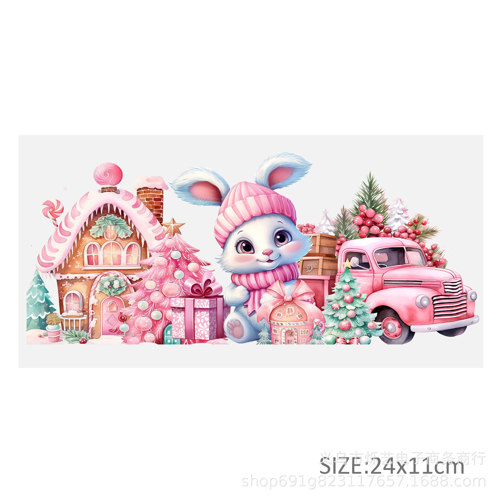 Wholesale Cute Animal Christmas Pink 16oz Cup UV DTF Wraps