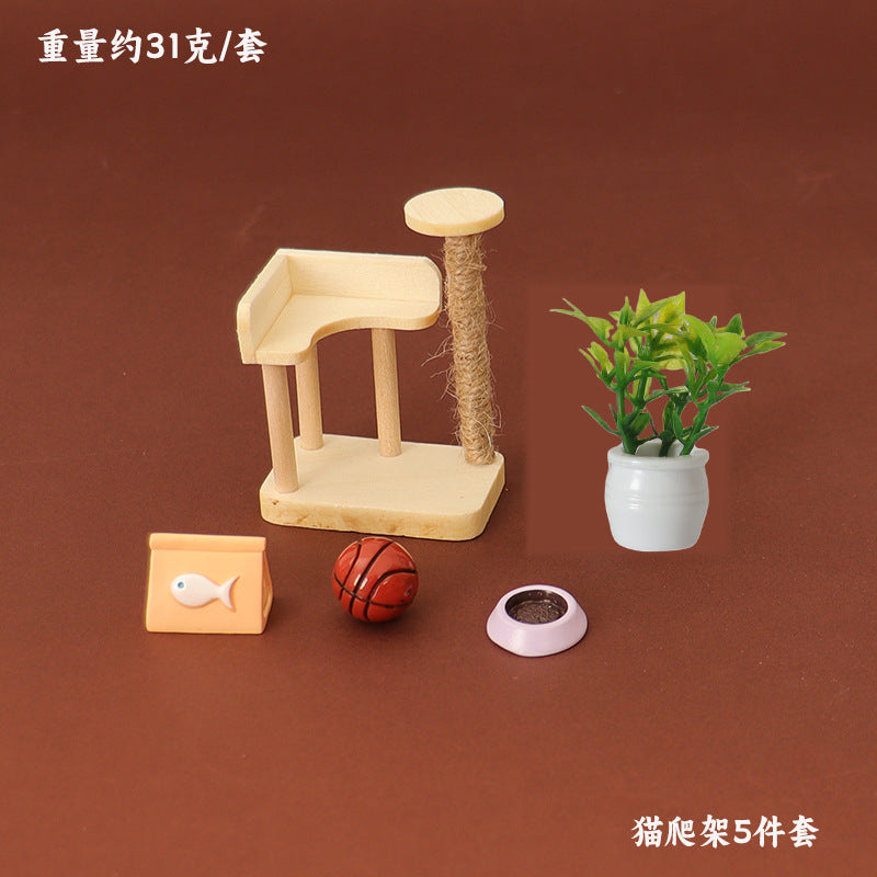 Wholesale Miniature cat climbing frame simulation cat toy model Doll Accessories