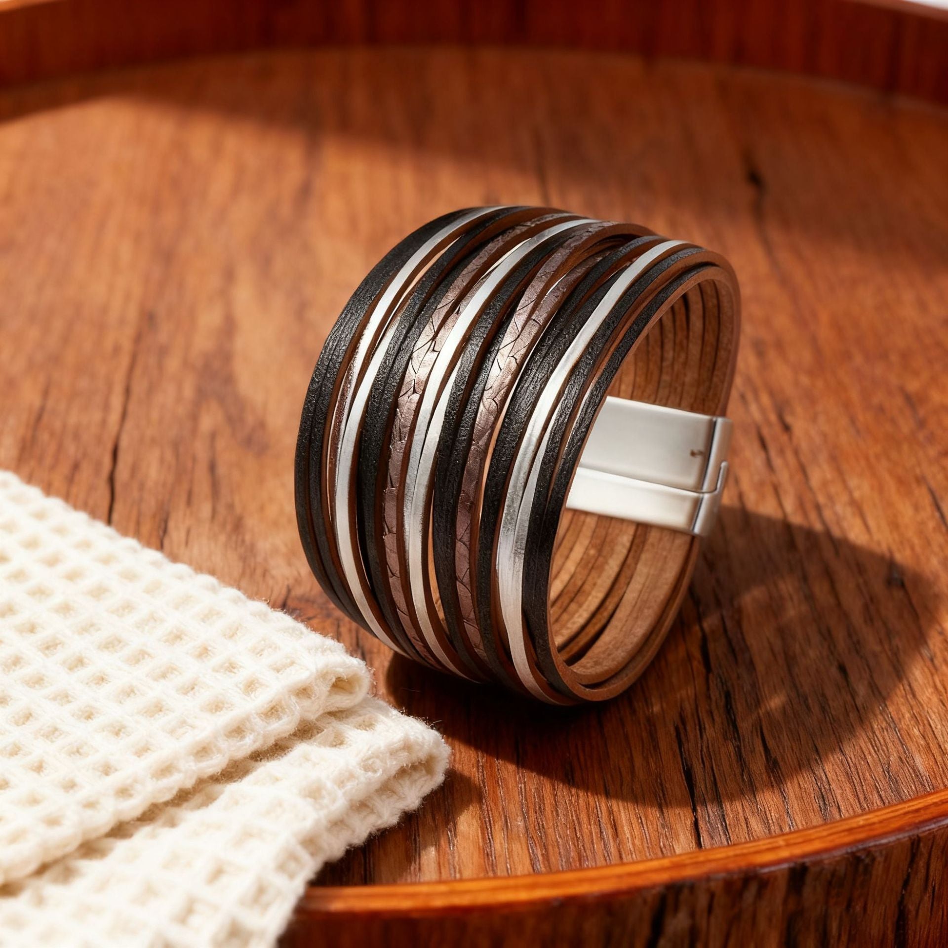 Wholesale Color-blocked embossed  Layered Bracelet Set