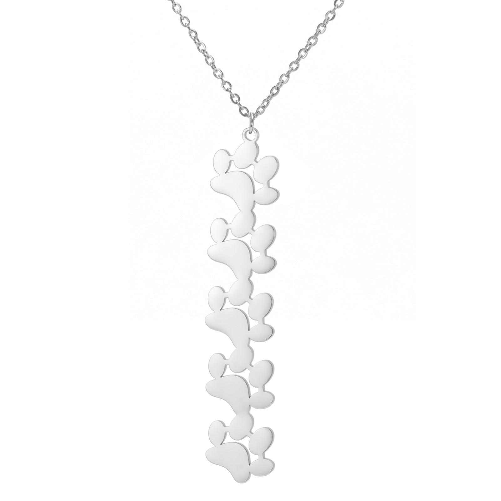 Wholesale Continuous Cat Paw Animal Footprint Pendant Stainless Steel Necklace