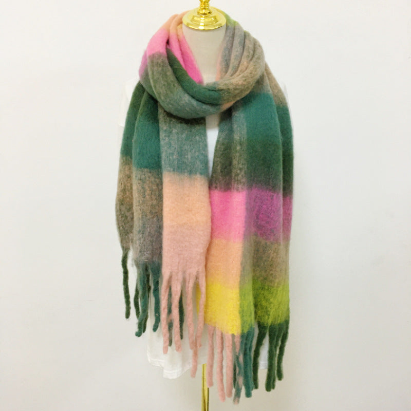 Wholesale Winter Polyester British Ac Rainbow Plaid Scarf