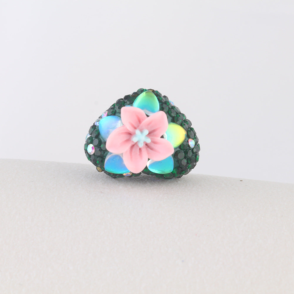 Wholesale 6pcs Flower Heart Soft Ceramic Diamond Ball Crystal Beads