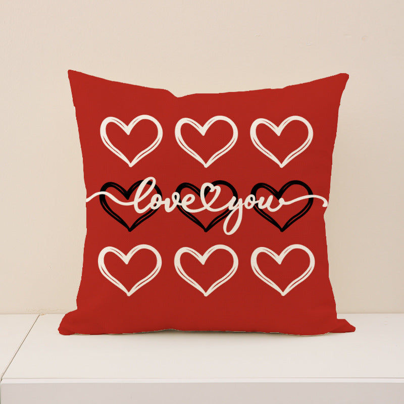 Wholesale Red  Heart Print Pillowcase Valentine' s Day Set Pillowcase
