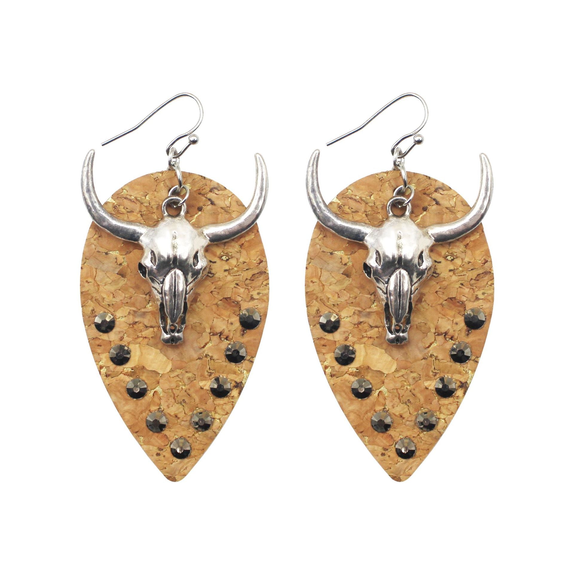 Wholesale Western Cowboy Cow Head Ethnic Style Leather Earrings