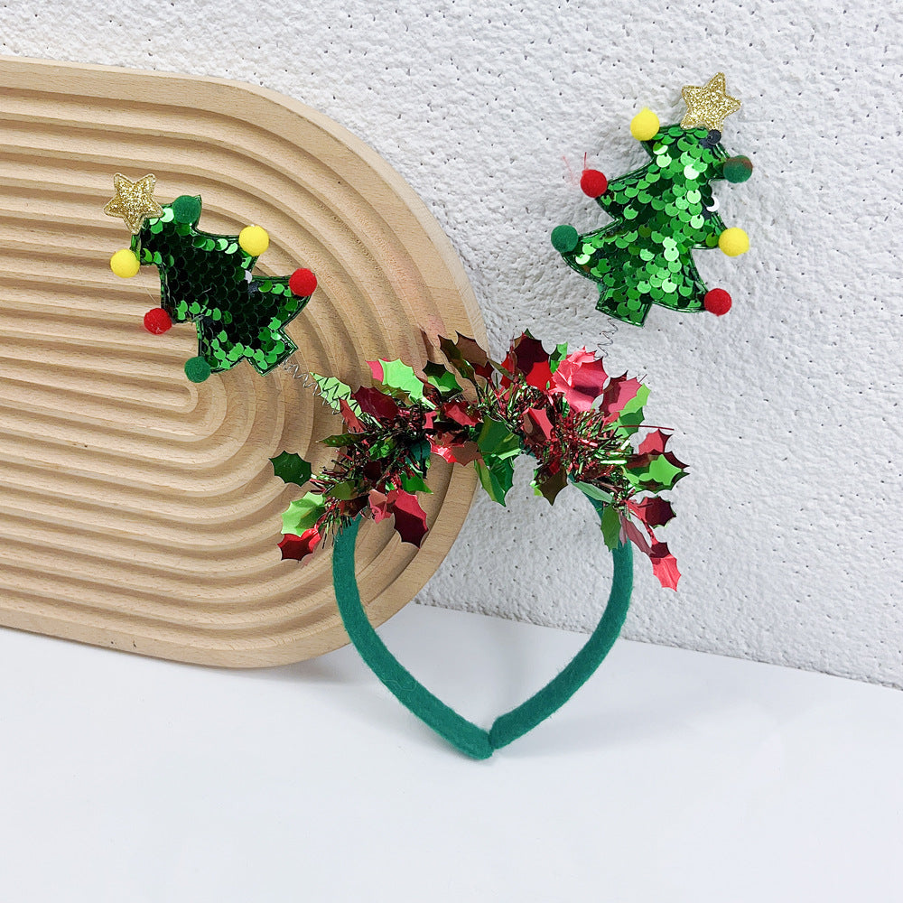 Wholesale 2023 Christmas Hoops Elk Christmas Tree Fabric Headbands
