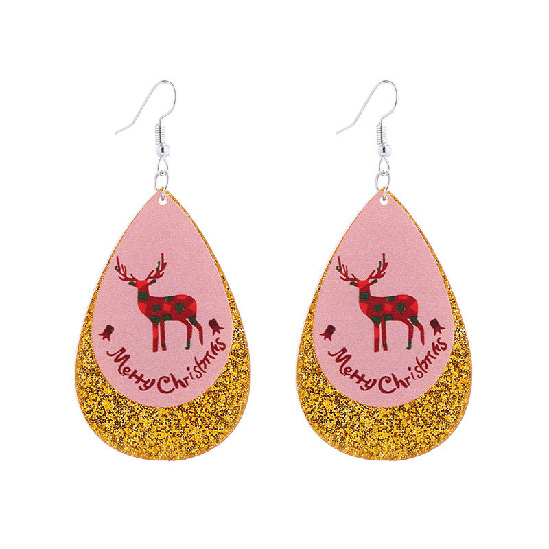 Wholesale Snowflake Elk Christmas Tree Acrylic Christmas Earrings