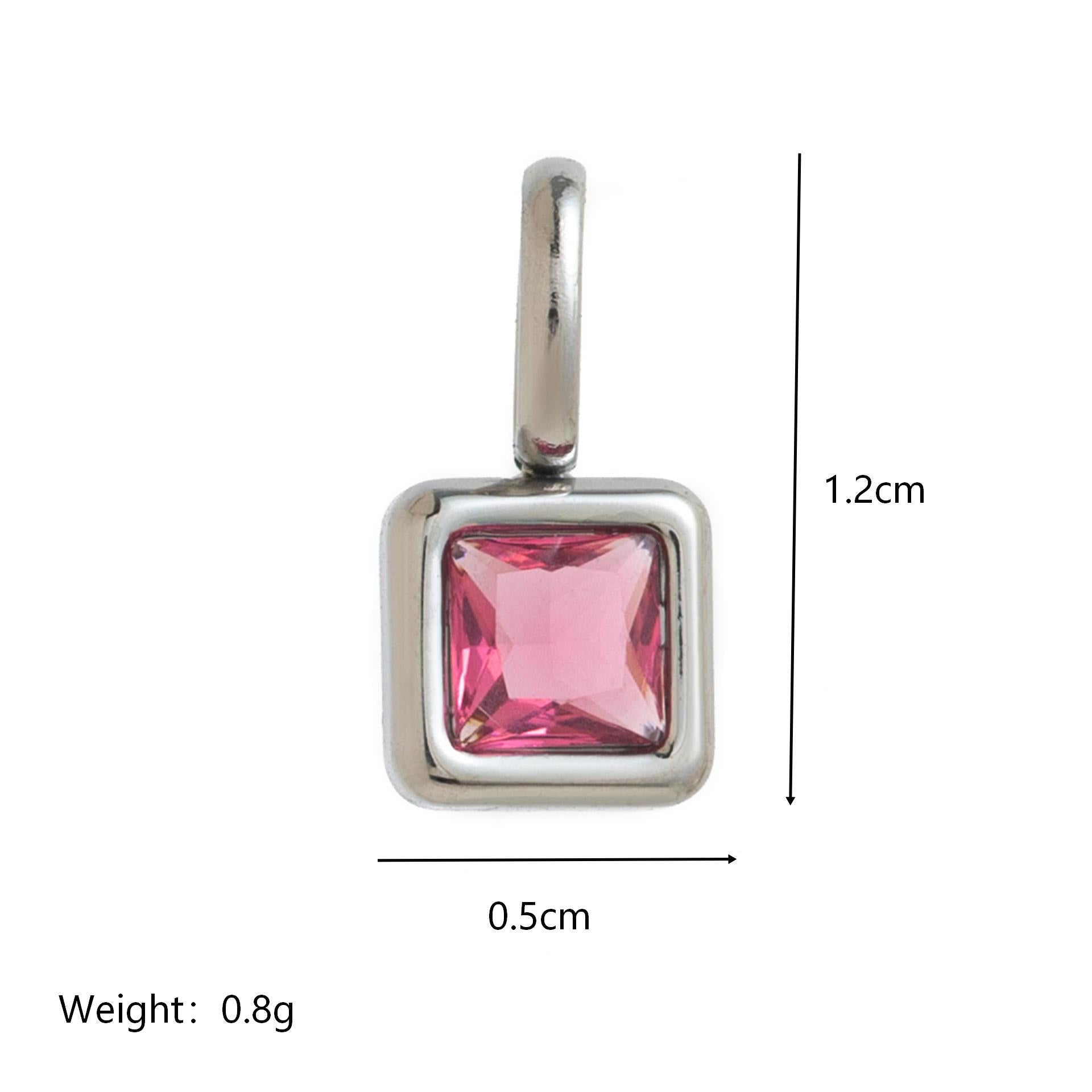 Wholesale Titanium Steel Geometric 12 Birthstone Colorful Zircon Pendant Necklace DIY Jewelry Accessory Gift For Women