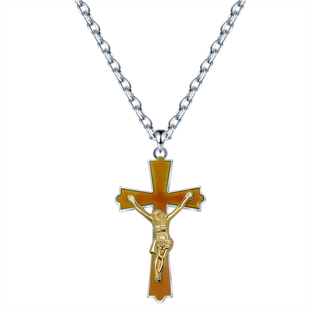 Wholesale Stainless Steel Cross Thermochromic Necklaces