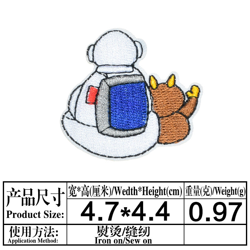Wholesale Space Astronaut Embroidered Patch Twill Fabric DIY Craft Supply Decorative Towel Home Decor