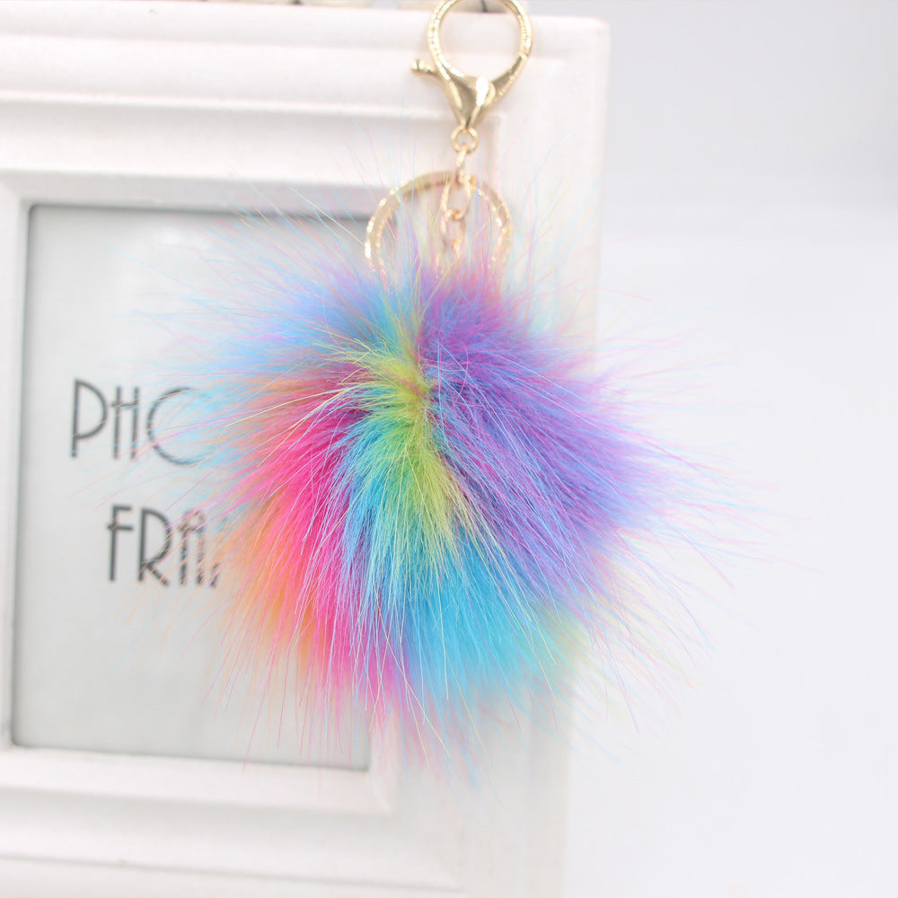 Wholesale Colorful Fur Ball Keychain Bag Pendant Tulip Theme Stylish Backpack Accessory