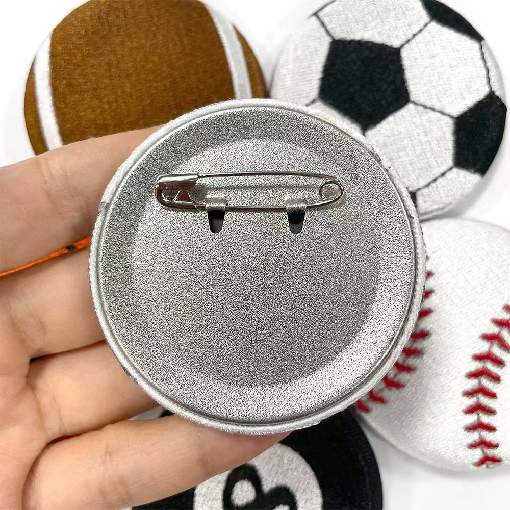 Wholesale 6 Styles Sports Ball Embroidered Tinplate Brooch Pins Fan Favorite Design For Shoes Hats Bags Jewelry Accessory