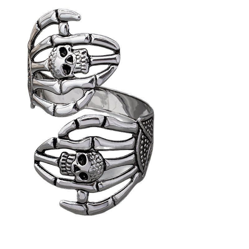 Wholesale Dark Gothic Skull Jewelry Set For Women Alloy Bracelet Ring Earrings Party Wear Fashion Accessory